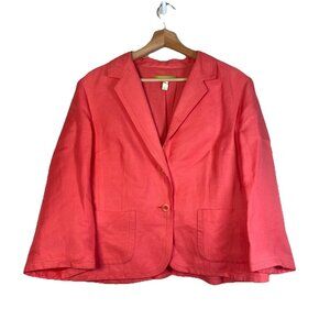 Sigrid Olsen Womens Linen Jacket Coral Pink Lined Blazer Size 16 Office Career